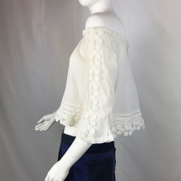 Topshop Tops - 3/$15 Top Shop Crop Top Off Shoulder Boho Cream